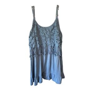 BloomChic Dusty Blue Lace Overlay Camisole